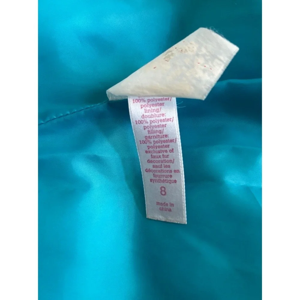 Justice Girl's Puffer Jacket Hooded Vest Size 8 Turquoise Blue